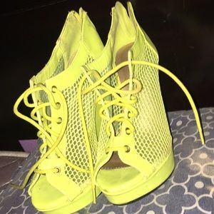 Yellow wedge heels